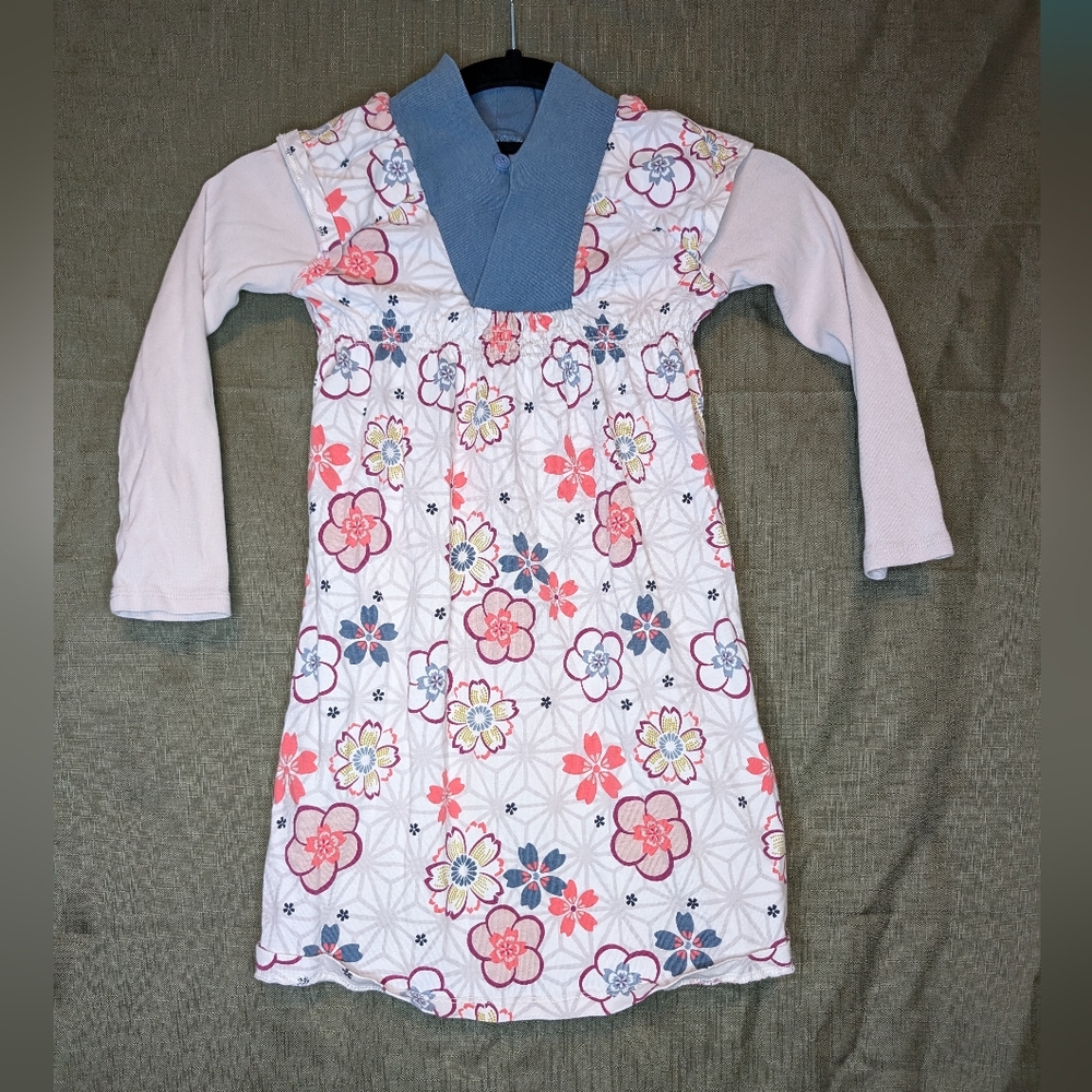 Tea Collection size 5 pink cherry blossom long sleeved flower dress